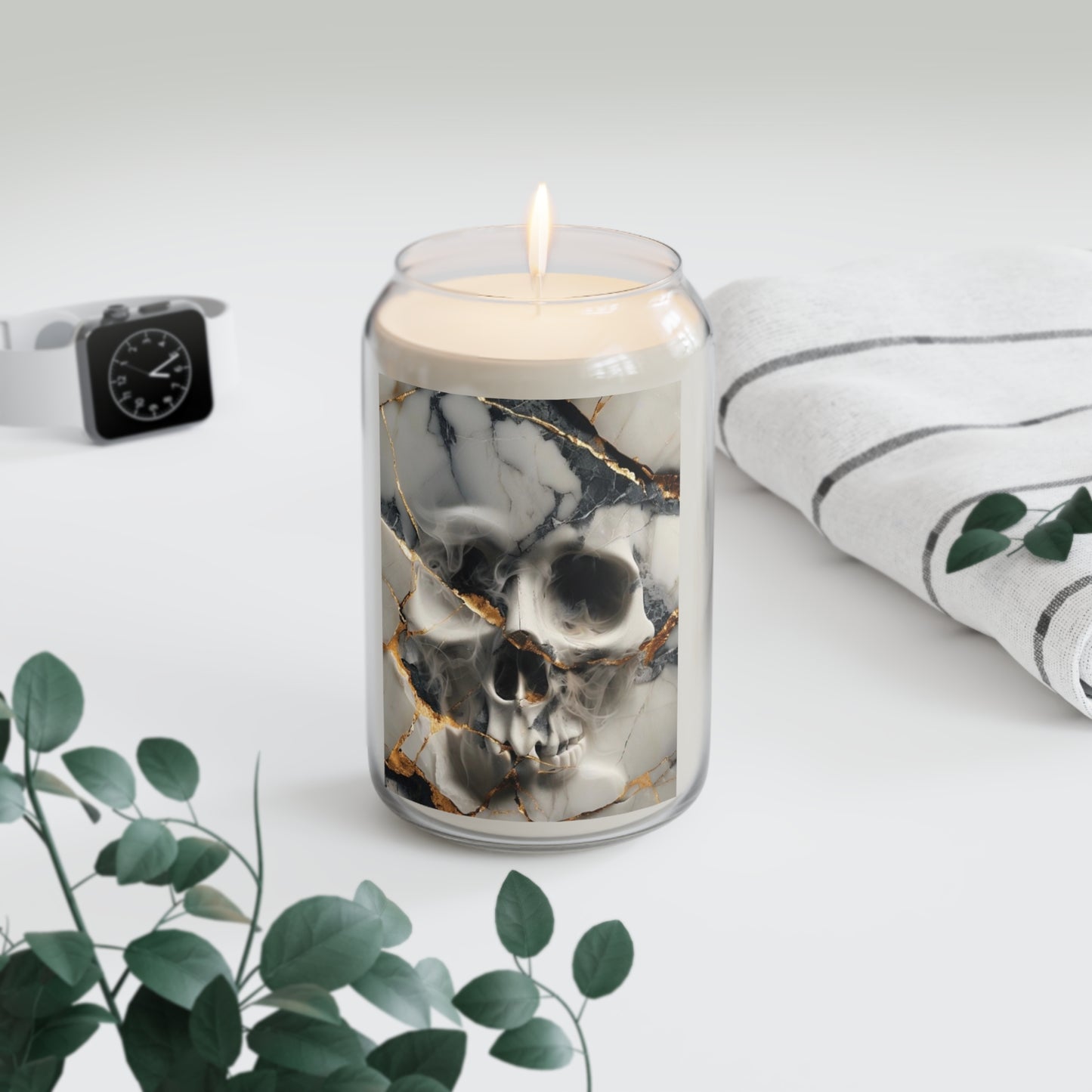 Scented Candle, Marble Skull 13.75oz