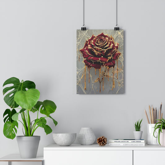 Giclée Art Print - Gilded Lace Spiderweb Rose Drip