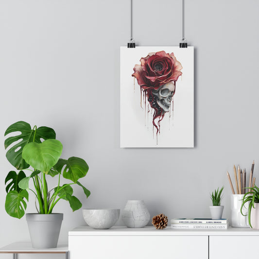Art Print Twilight Skull Rose