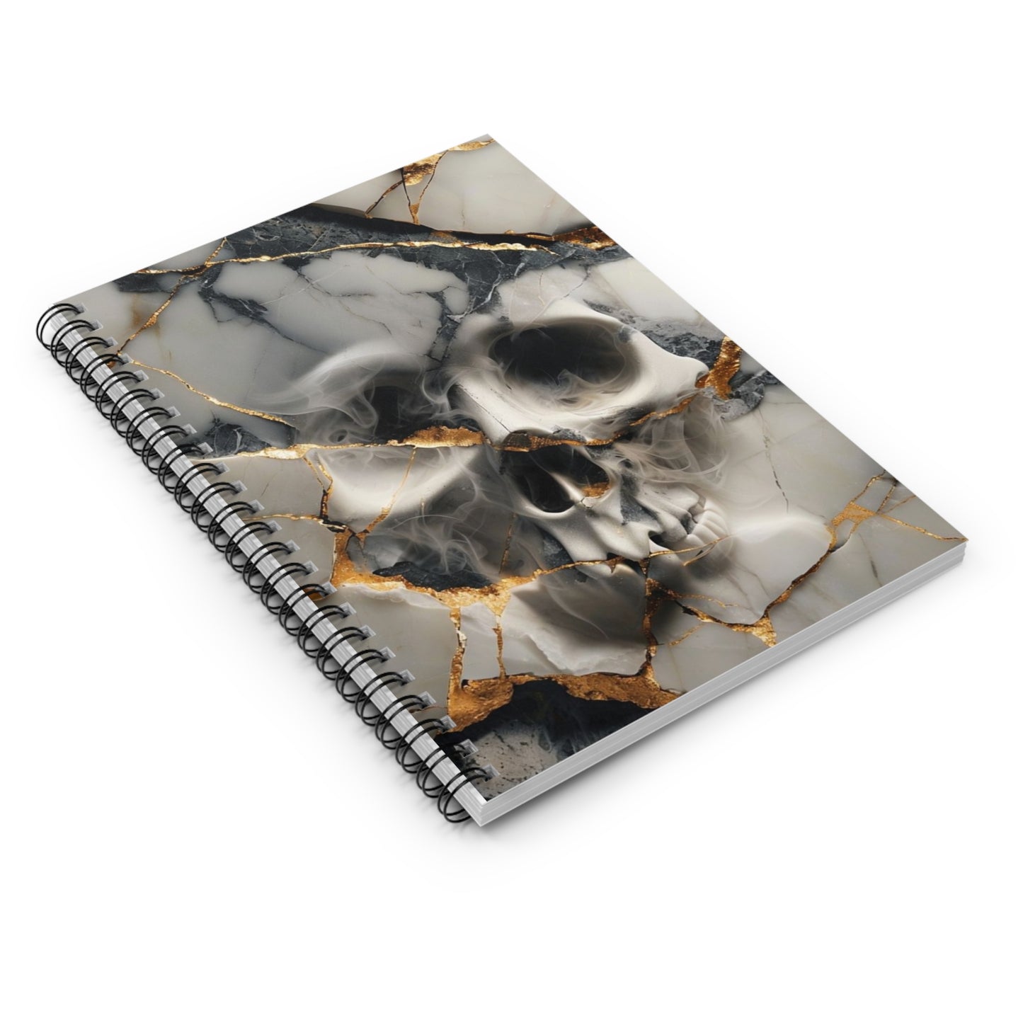 Spiral Notebook - Molten Marble 3D Smoke Skull Journal - Ruled Line