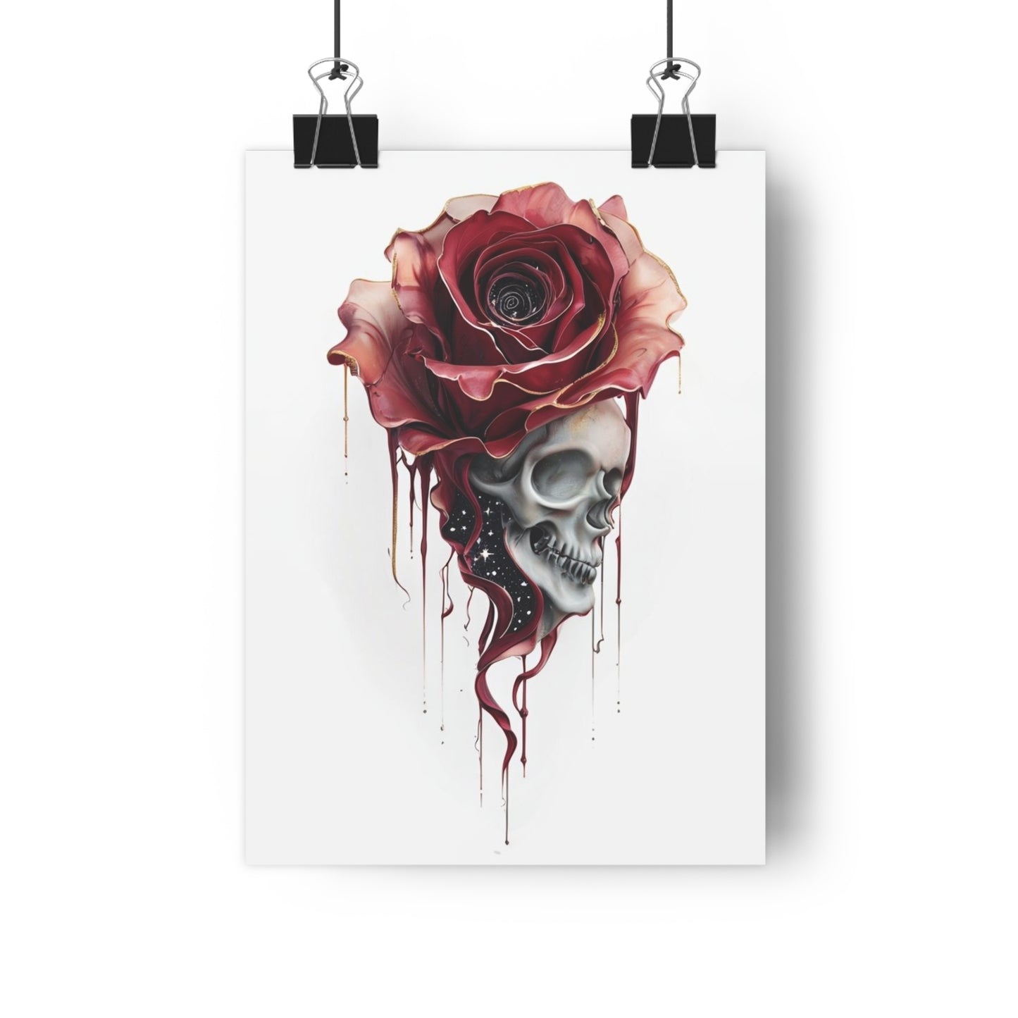 Art Print Twilight Skull Rose