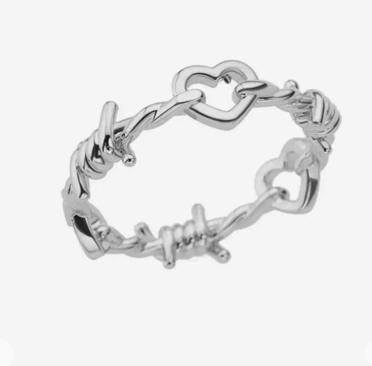 Ring Barbed Wire Heart 8
