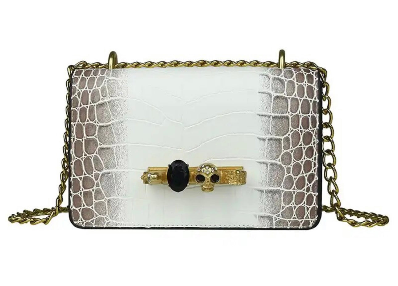 New Brass Knuckles Skull Purse Crossbody Shoulder Clutch Bag
