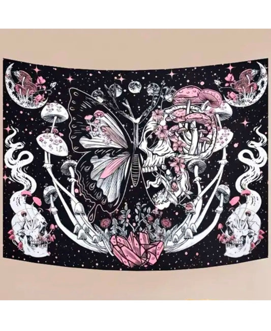 Home Decor Wall Tapestry Skeleton Butterfly 51x59