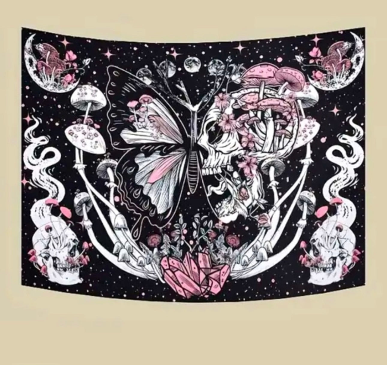 Home Decor Wall Tapestry Skeleton Butterfly 51x59