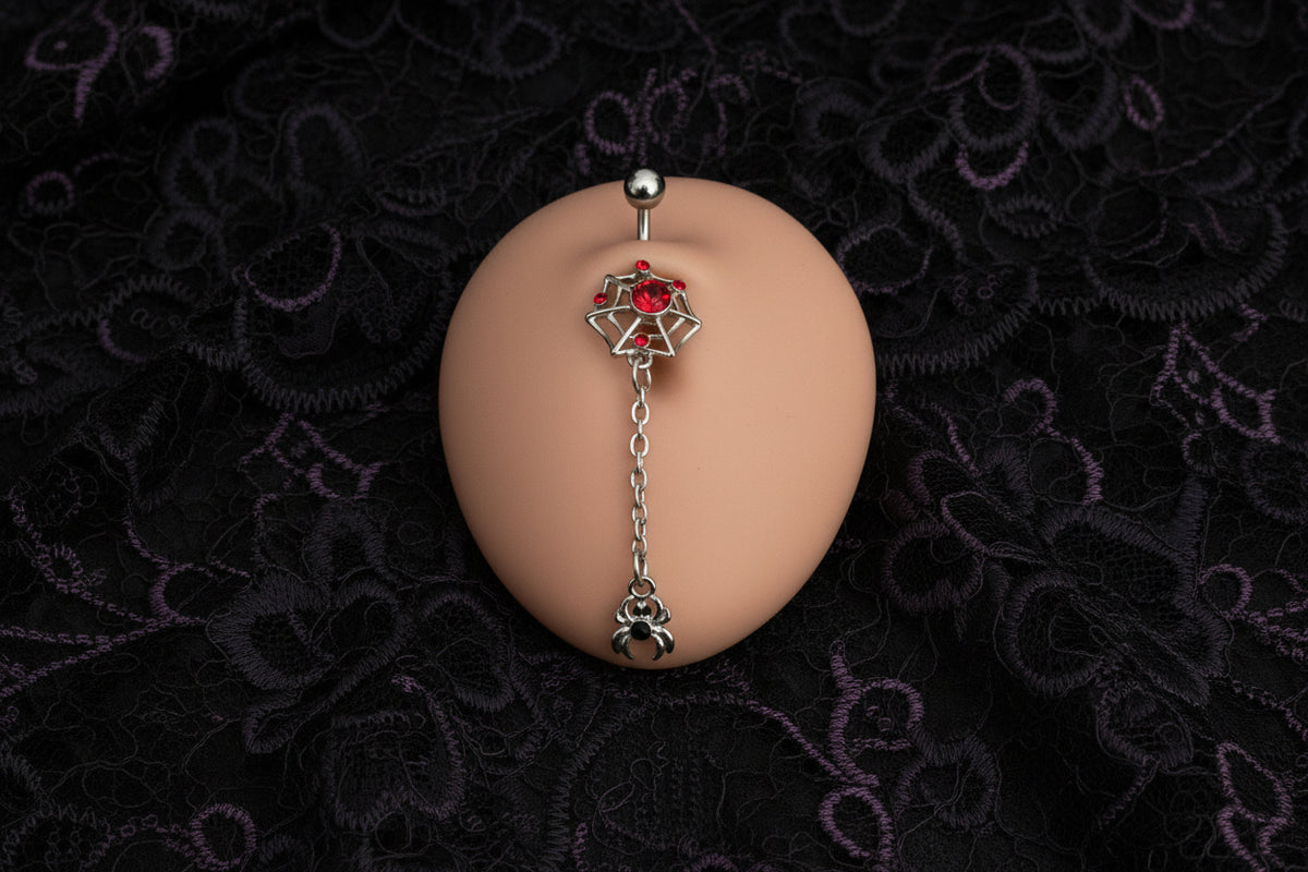 Body Jewelry Belly Ring Barbell New Spiderweb Drop