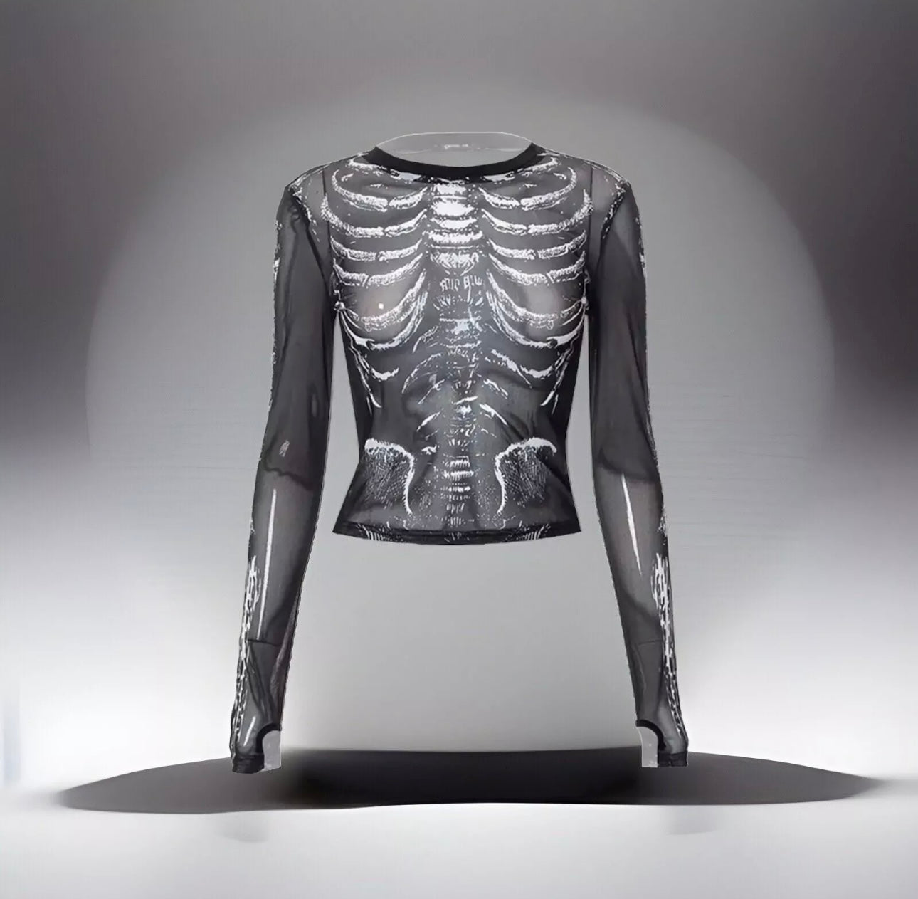 Top Skeleton Bones Mesh Shirt