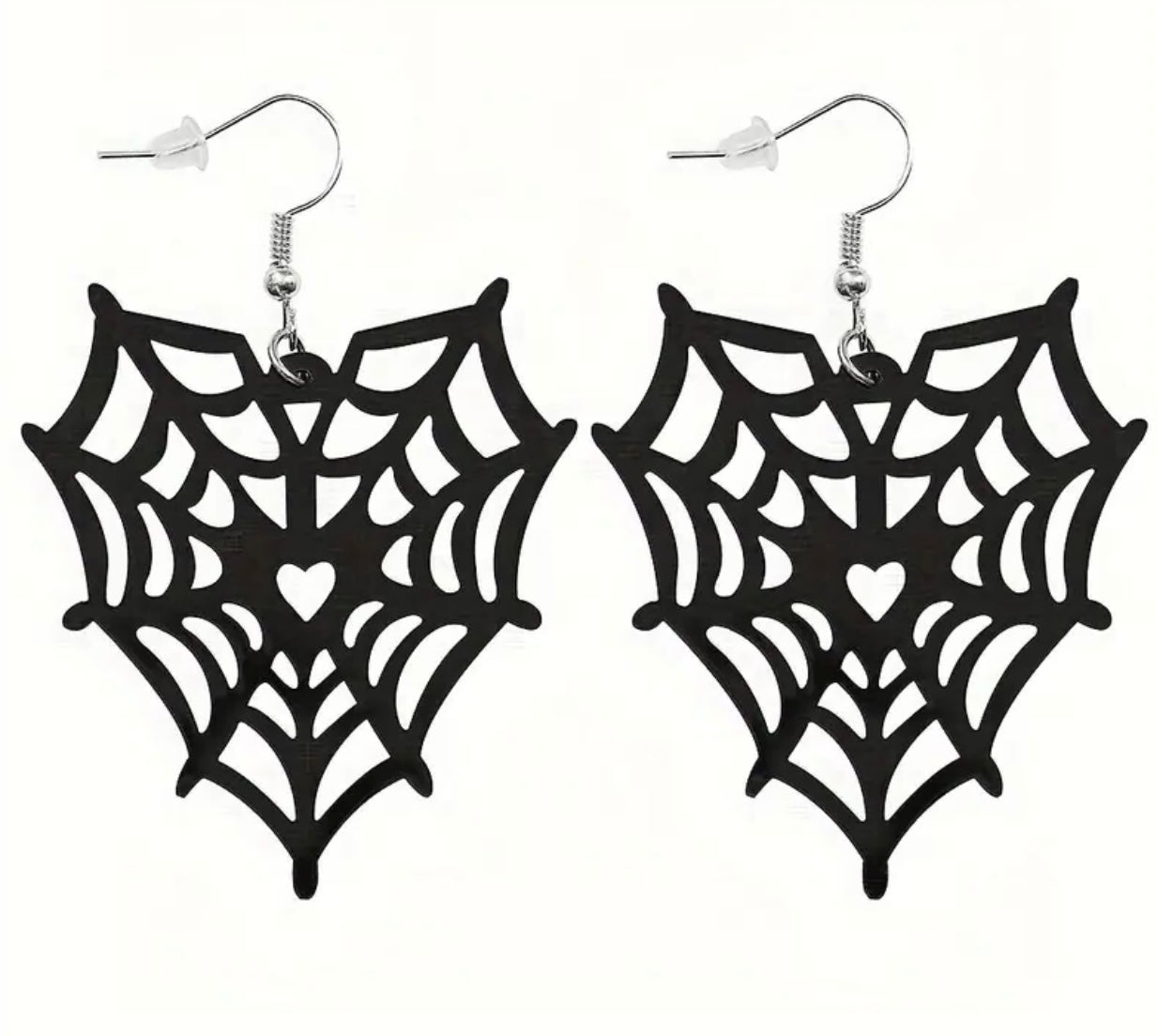 Earrings Spider Web Hearts