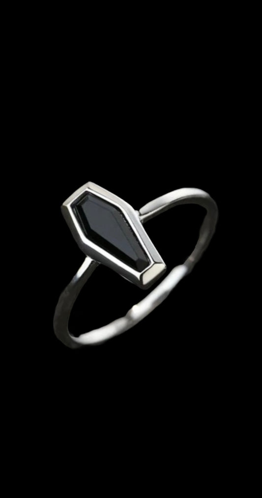 Ring Coffin Agate Sterling New