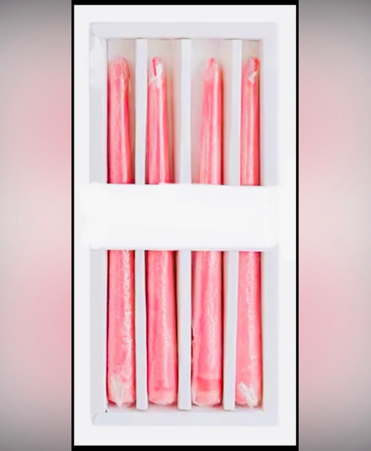 Pink Bleeding Taper Candle Set 4 Pack