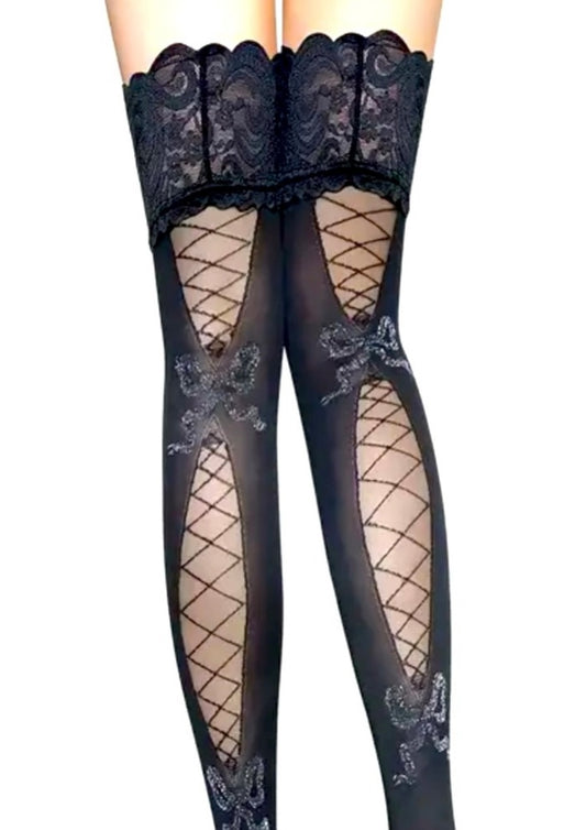 Stockings Thigh High Bow Laces