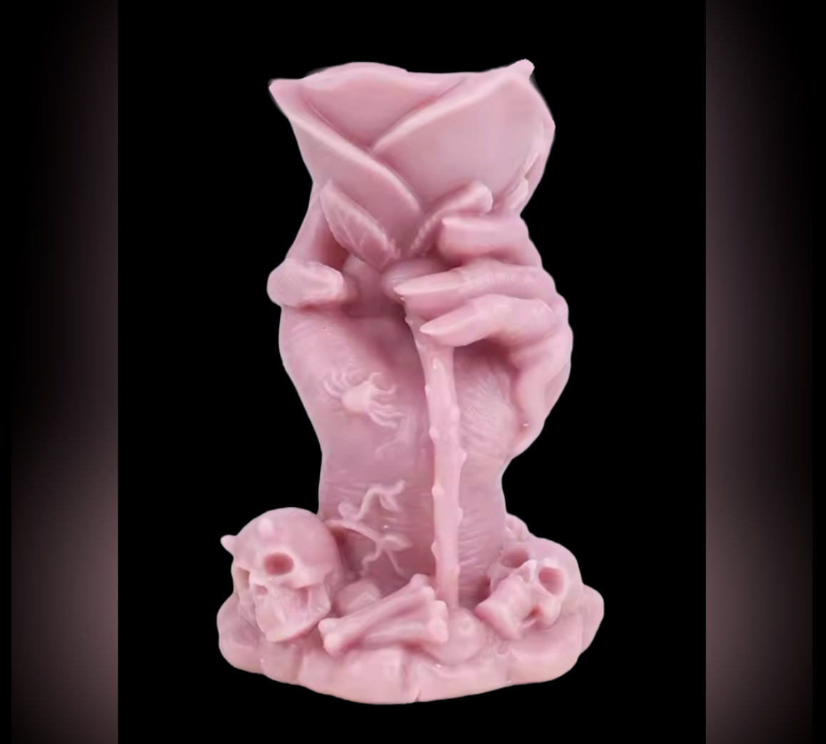 Candle Rose Hand Skull Graveyard Pillar