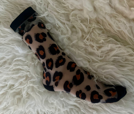 Sheer Leopard Print Socks