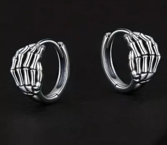 Earrings Hoop Skeleton Hand Clicker