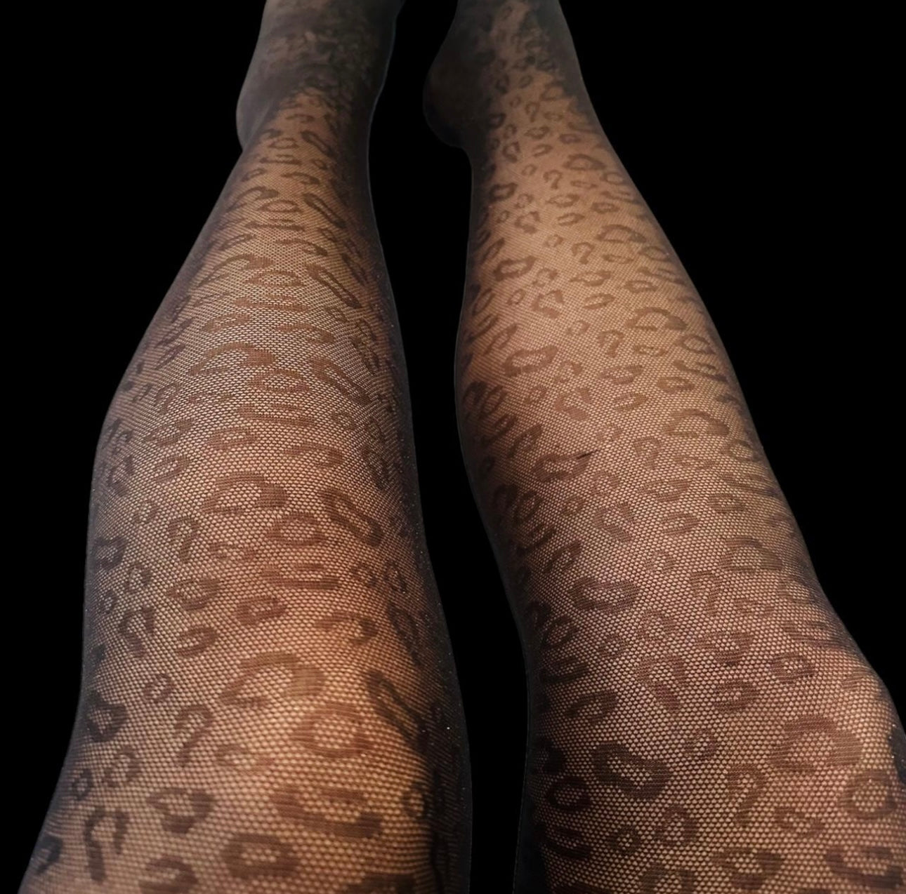 Leopard Print Semi Sheer Stockings New Black