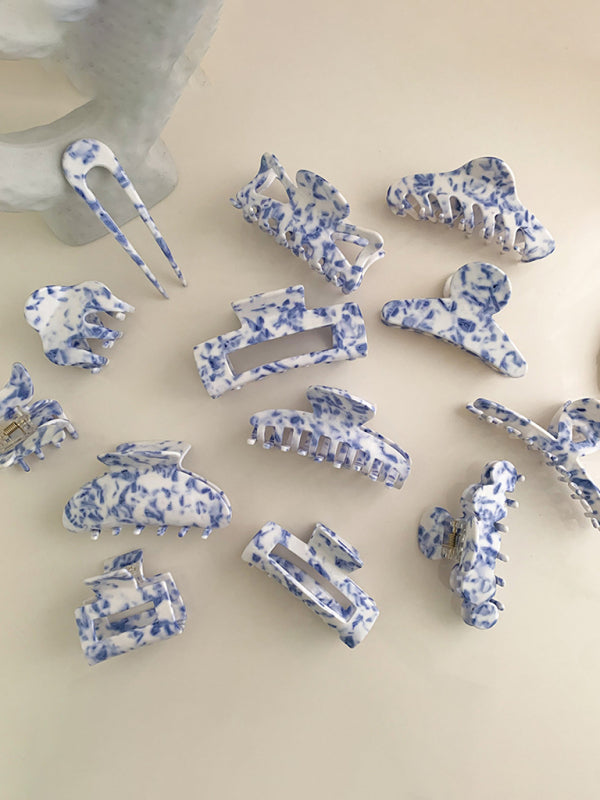 Vintage Porcelain Pattern Hair Clips