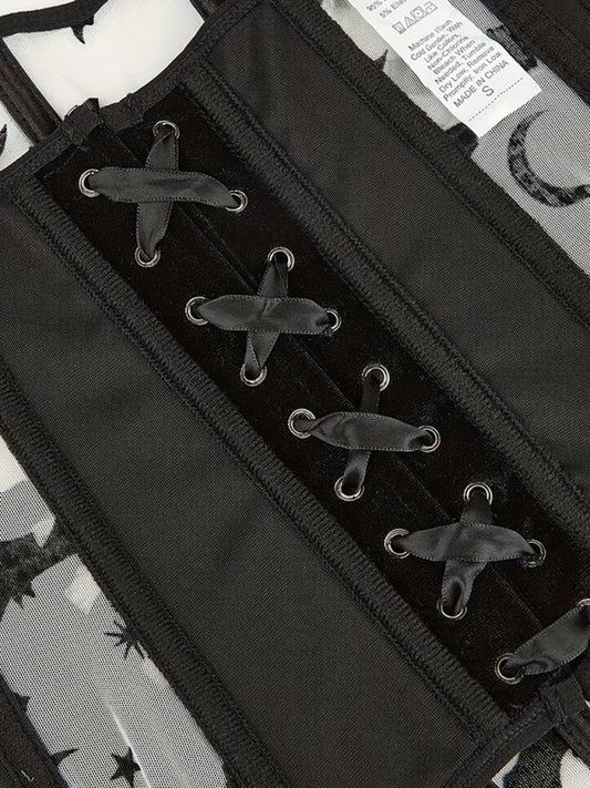 Halloween New Belly Band Bat Print Corset