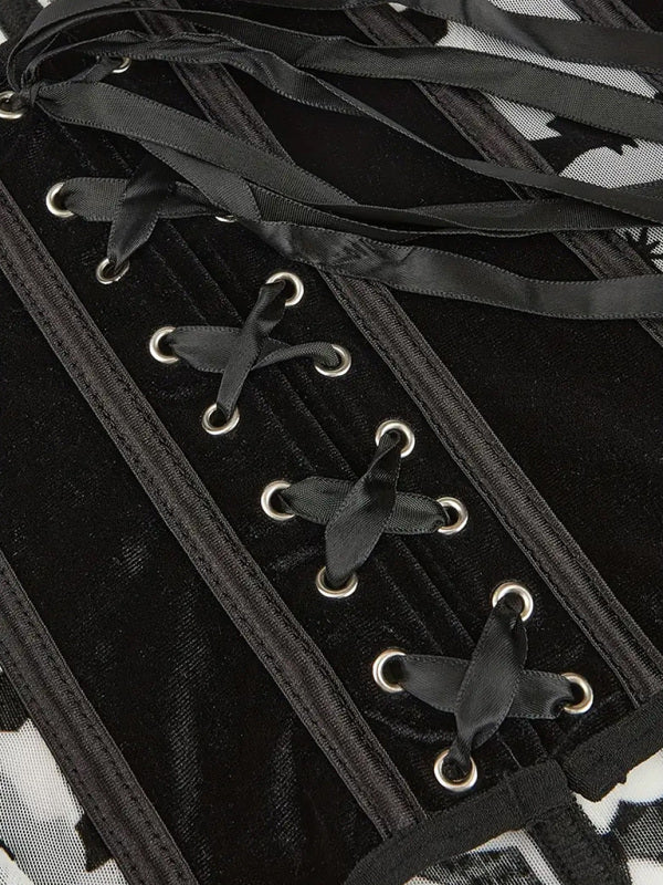 Halloween New Belly Band Bat Print Corset