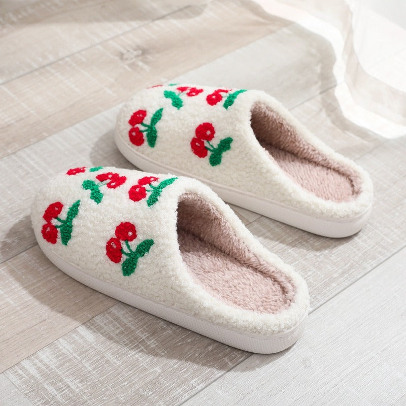 New cute cherry cotton slippers