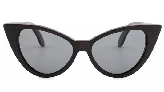 Dark Wood Polarized Cateye Retro Sunglasses