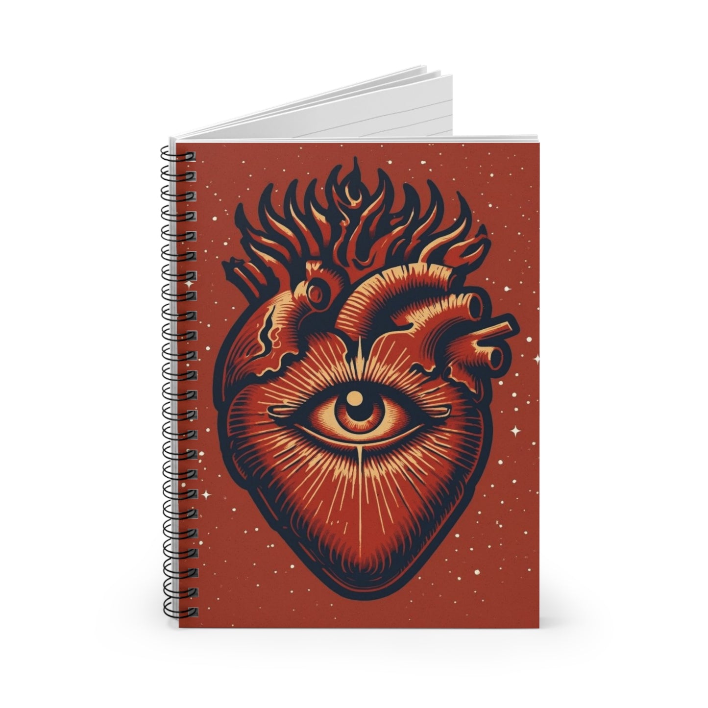 Spiral Notebook - Ruled Line Evil Eye Sacred Heart Design