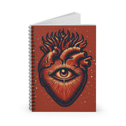 Spiral Notebook - Ruled Line Evil Eye Sacred Heart Design