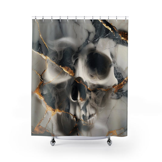 Marble Skull Shower Curtain