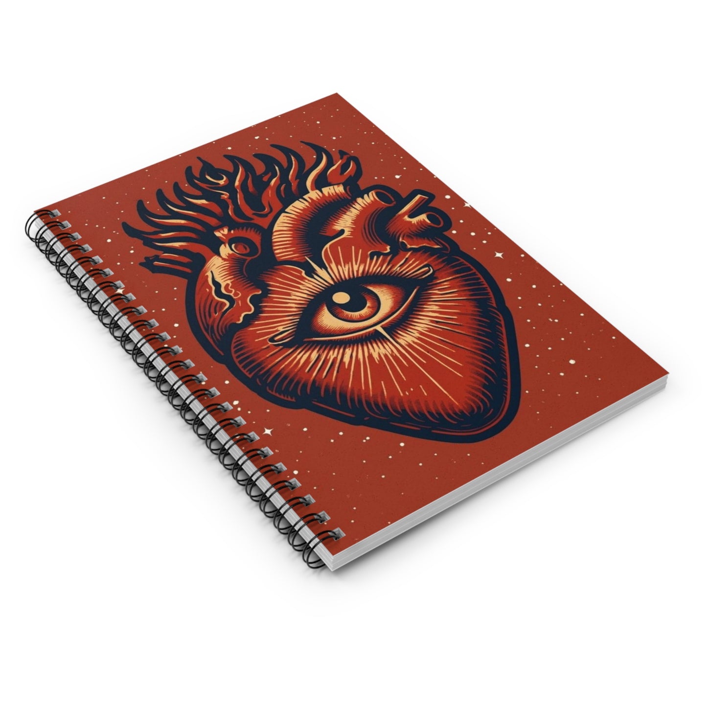 Spiral Notebook - Ruled Line Evil Eye Sacred Heart Design
