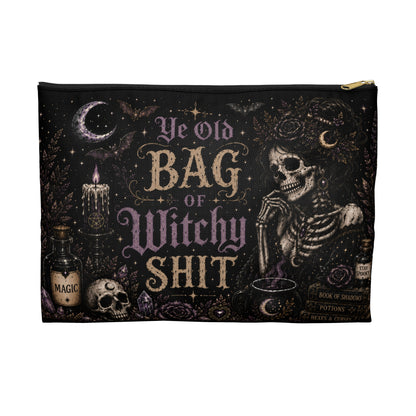 Witchy Accessory Pouch — "Ye Old Bag of Witchy Shit" Gothic Cosmetic Bag