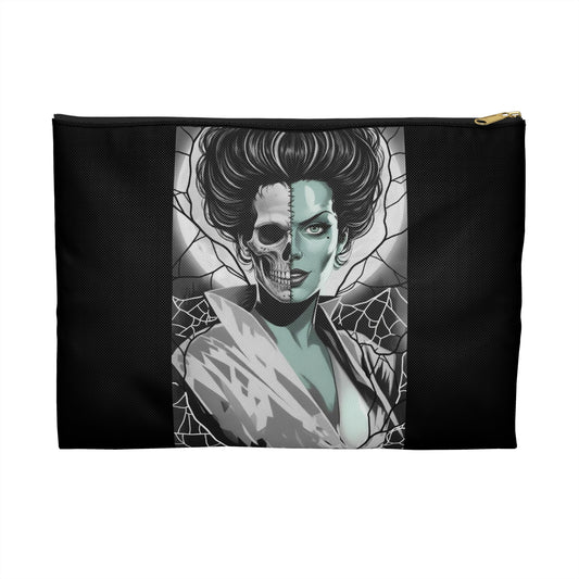 Skeleton Pinup Spiderweb Lightning Horror Accessory Pouch