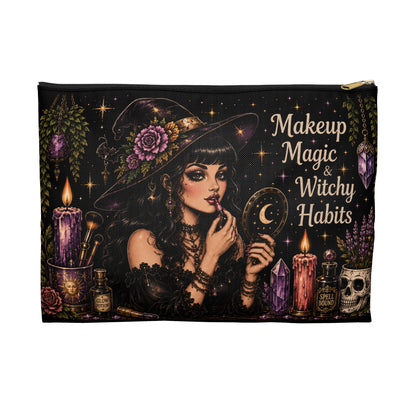 Witchy Makeup Pouch — "Makeup Magic & Witchy Habits" Cosmetic Bag