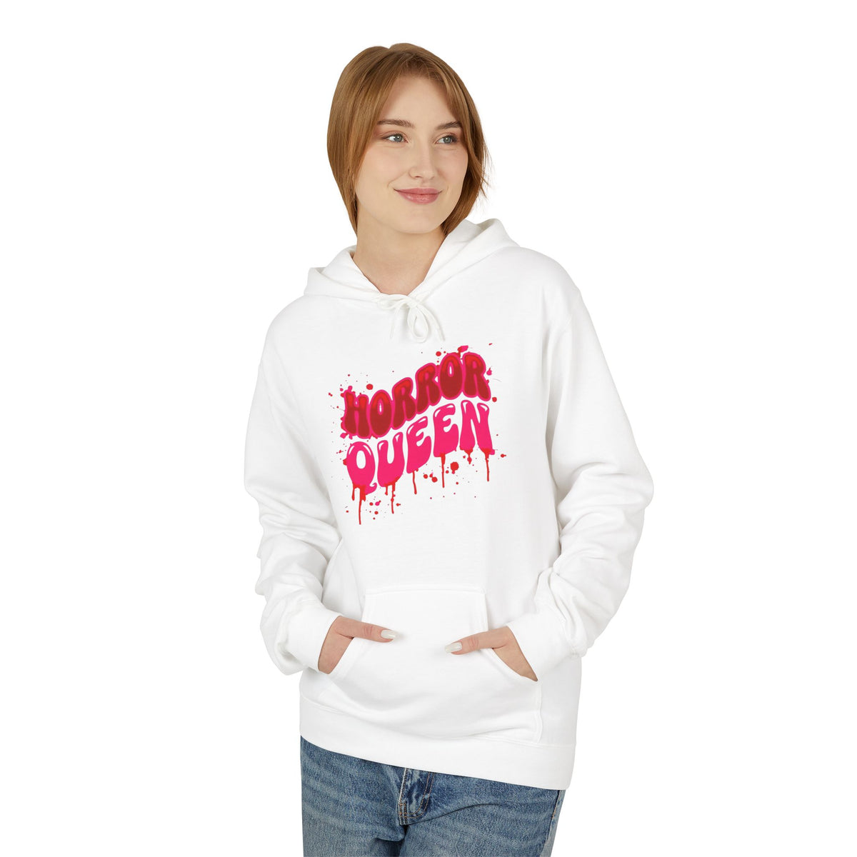 Horror Queen Hoodie — Dripping Blood Graphic Pullover for Halloween