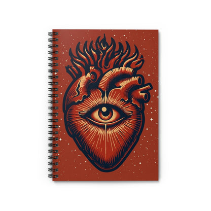 Spiral Notebook - Ruled Line Evil Eye Sacred Heart Design