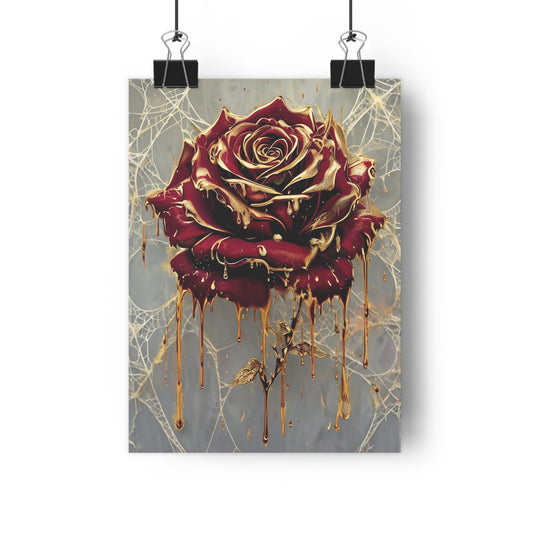 Giclée Art Print - Gilded Lace Spiderweb Rose Drip