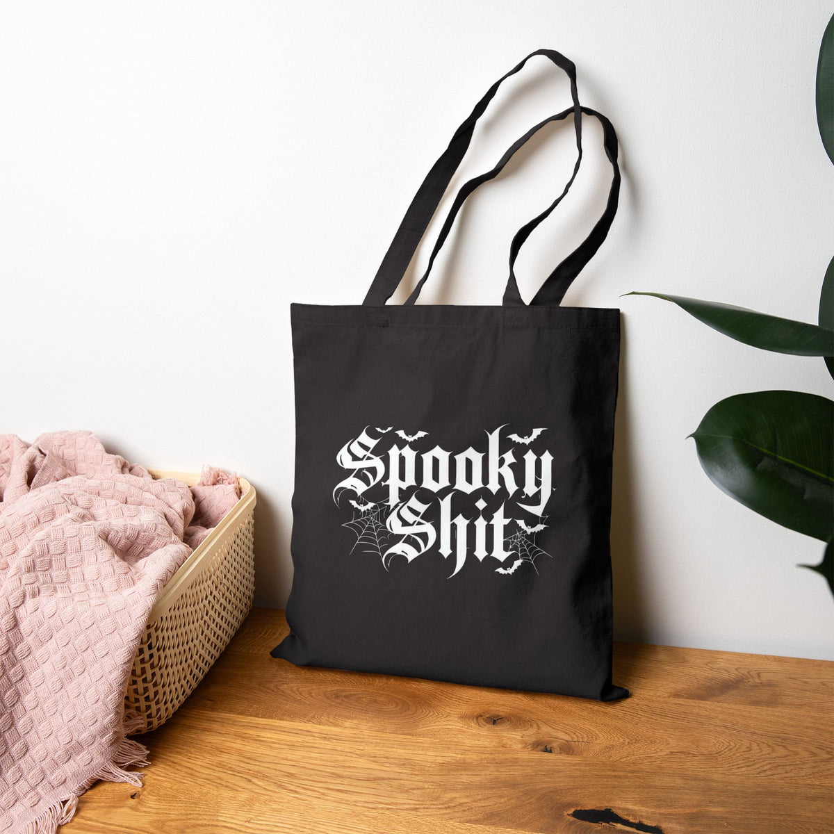 Tote Bag — “Spooky Shit” Gothic Halloween Canvas Tote
