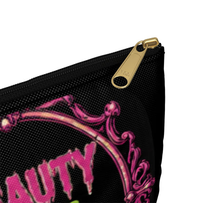 Retro Horror Accessory Pouch — "Beauty Never Dies" Makeup Bag