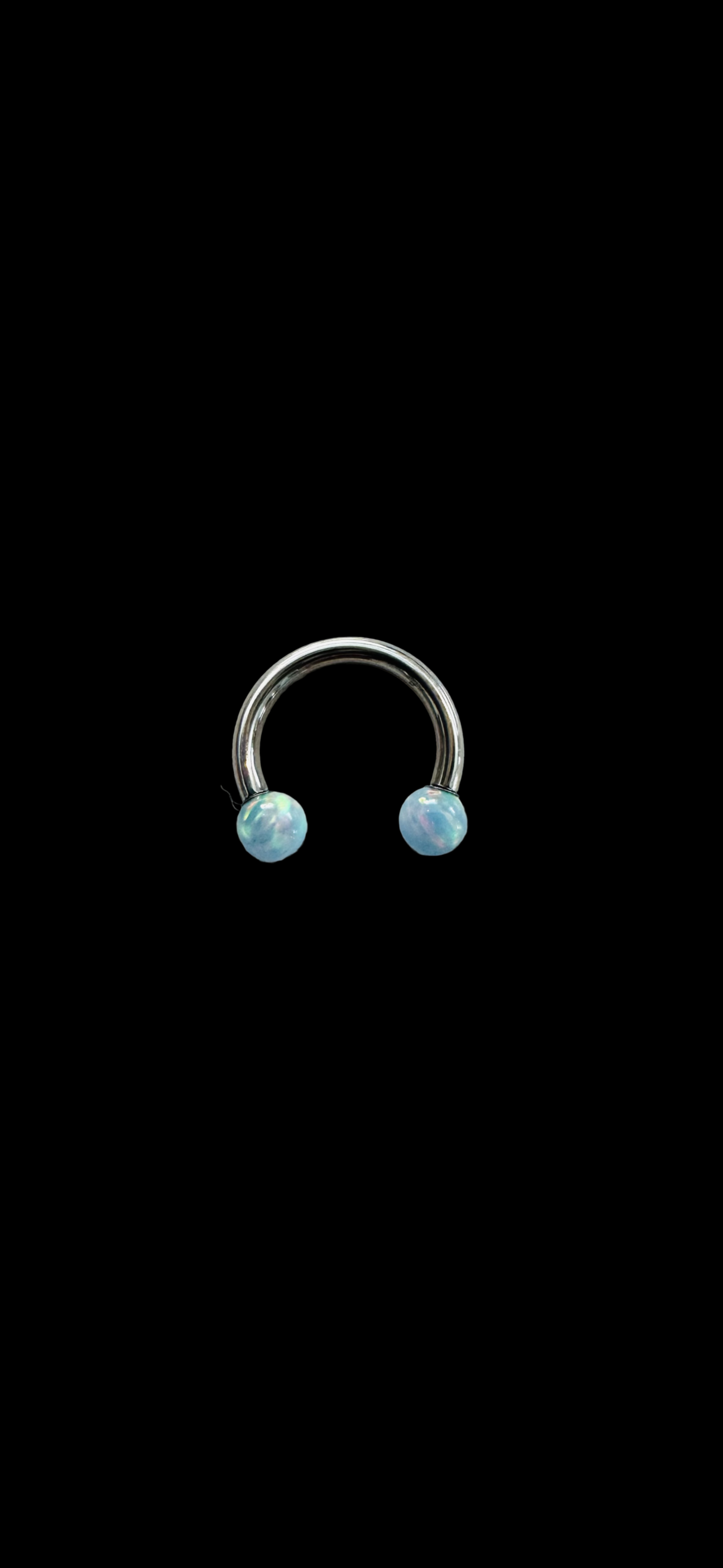 Body Jewelry Horse Shoe Blue Faux Fire Opal BullRing