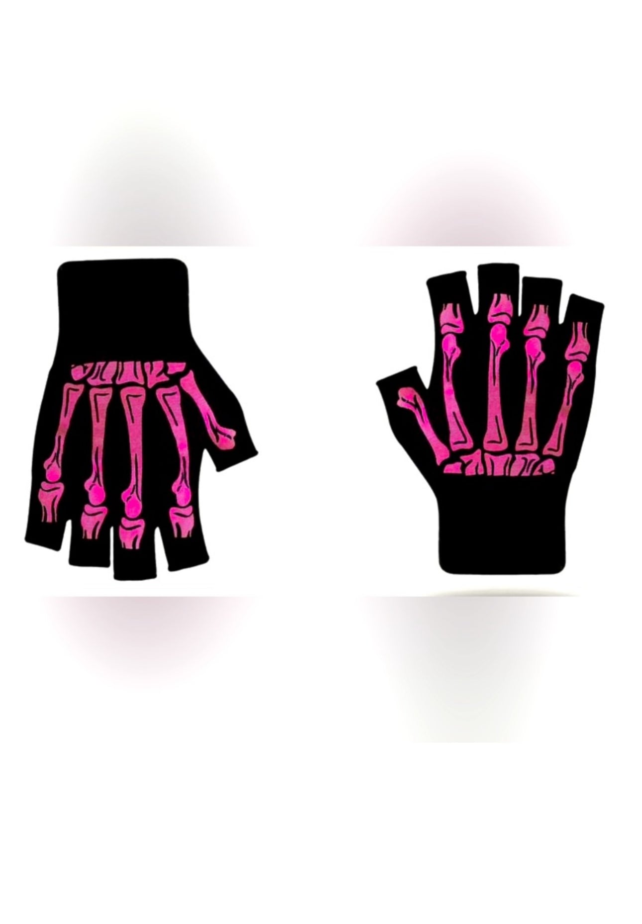 Pink Skeleton Bone Fingerless Gloves