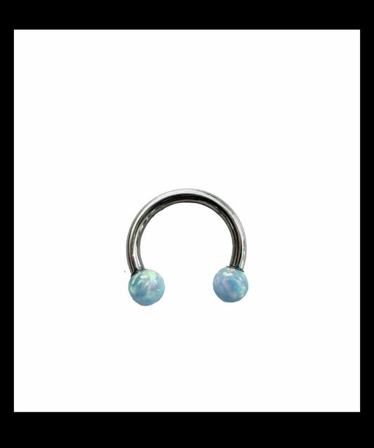 Body Jewelry Horse Shoe Blue Faux Fire Opal BullRing