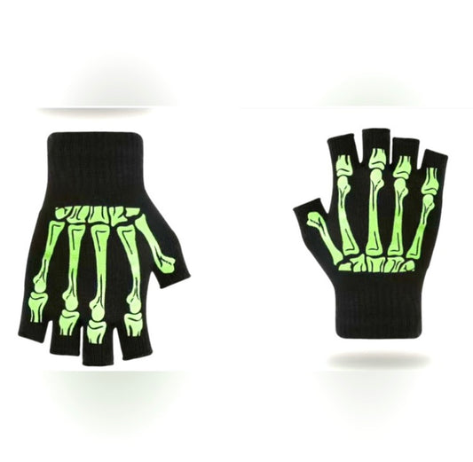 Gloves Mittens Skeleton Monster Bone Cutoff Fingerless New