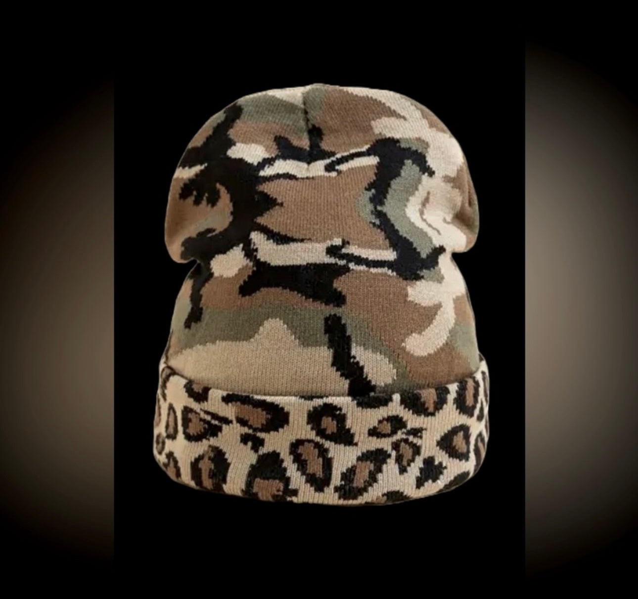 Beanie Hat New Camo Leopard Two Tone O/S