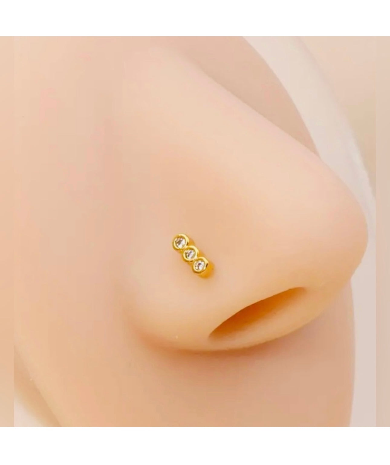 Nose Stud Triple Stone Bar