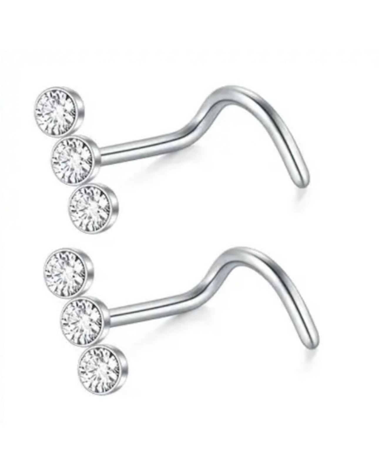 Nose Stud Triple Stone Bar