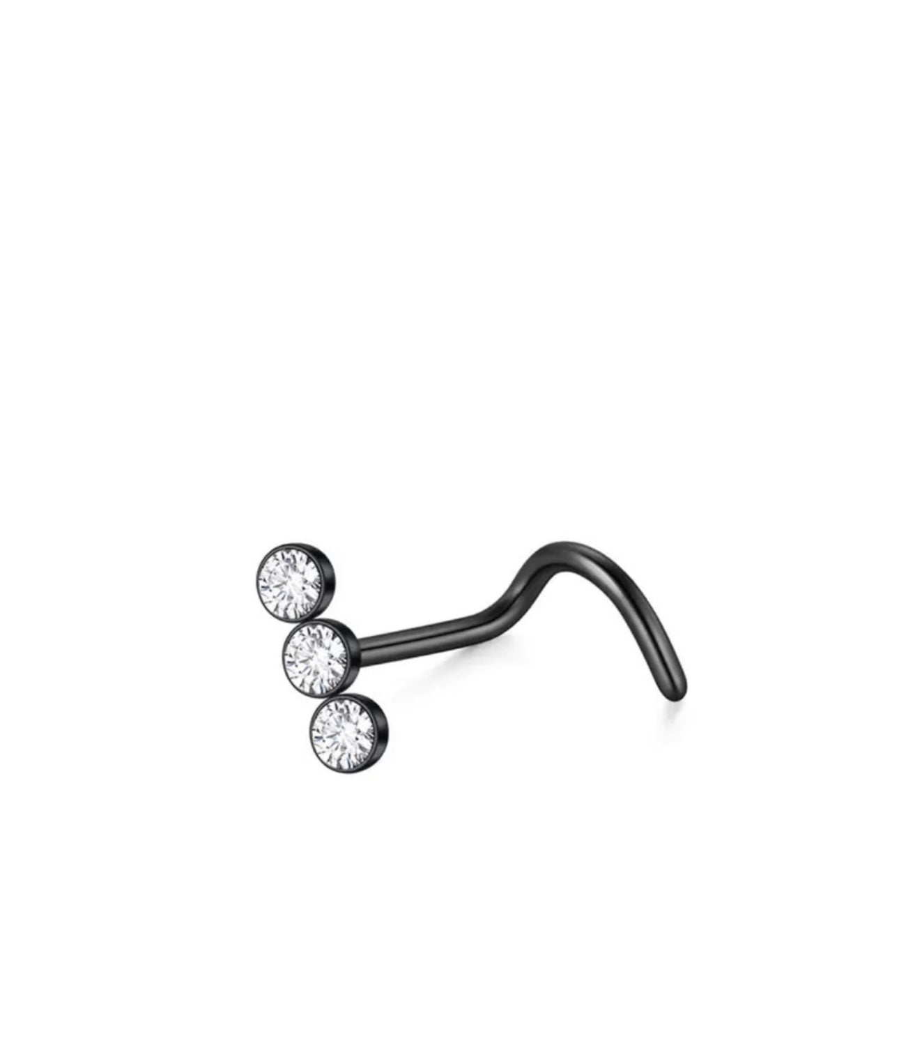 Nose Stud Triple Stone Bar