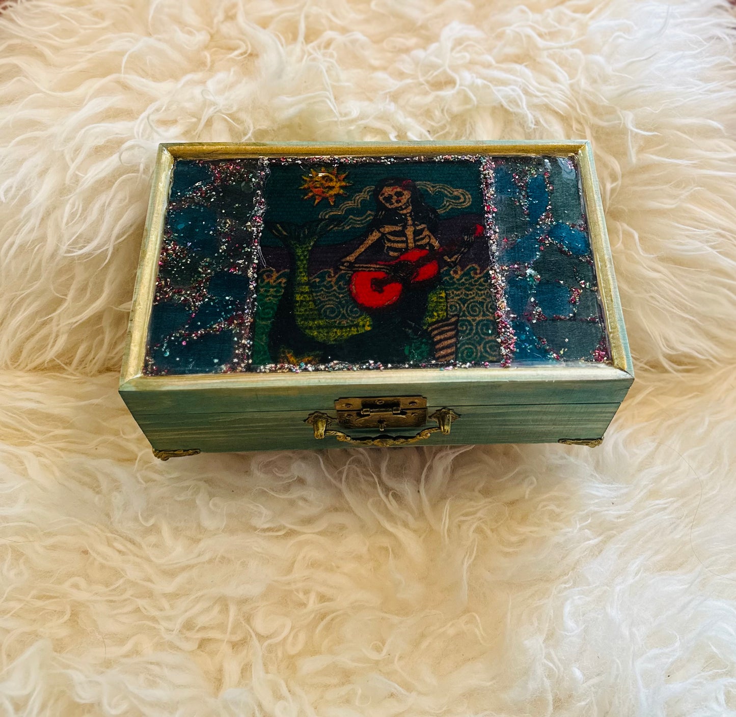 Jewelry Trinket Box Skeleton Siren Mermaid