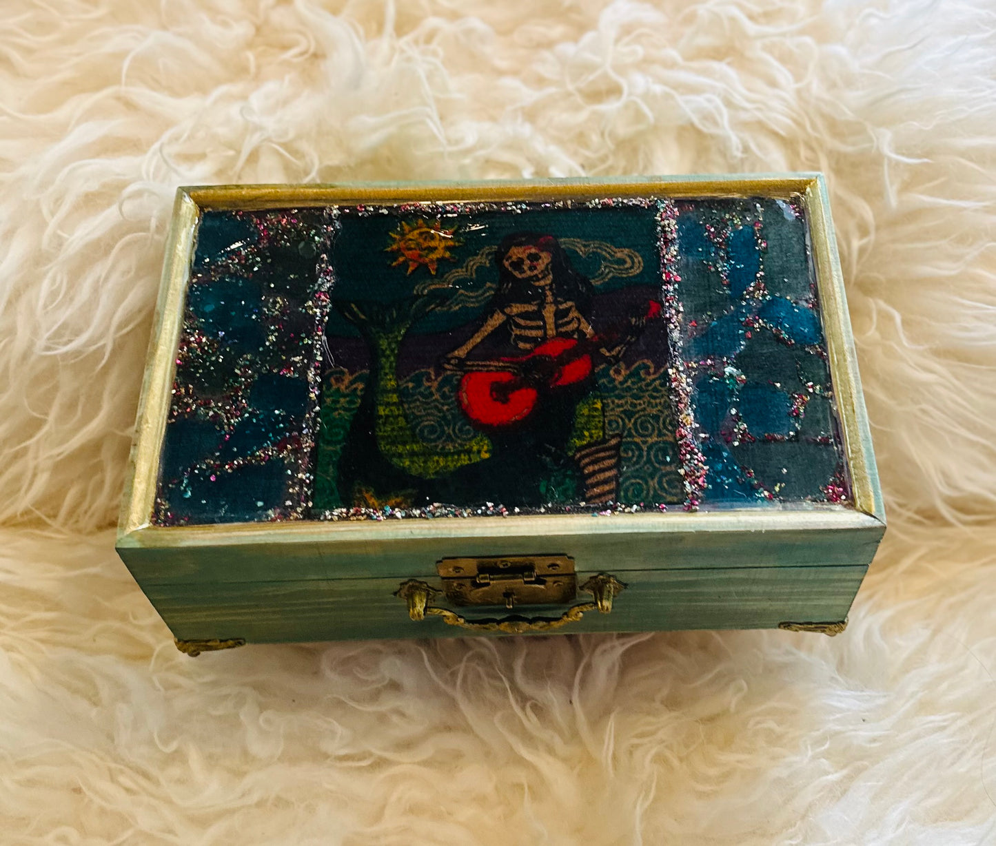 Jewelry Trinket Box Skeleton Siren Mermaid