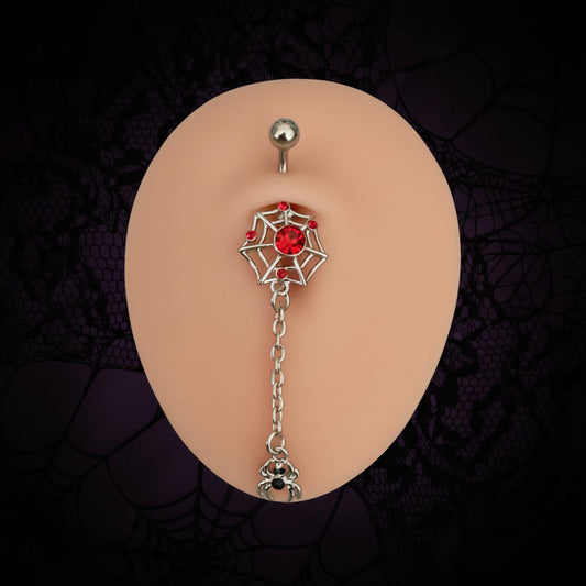 Body Jewelry Belly Ring Barbell New Spiderweb Drop