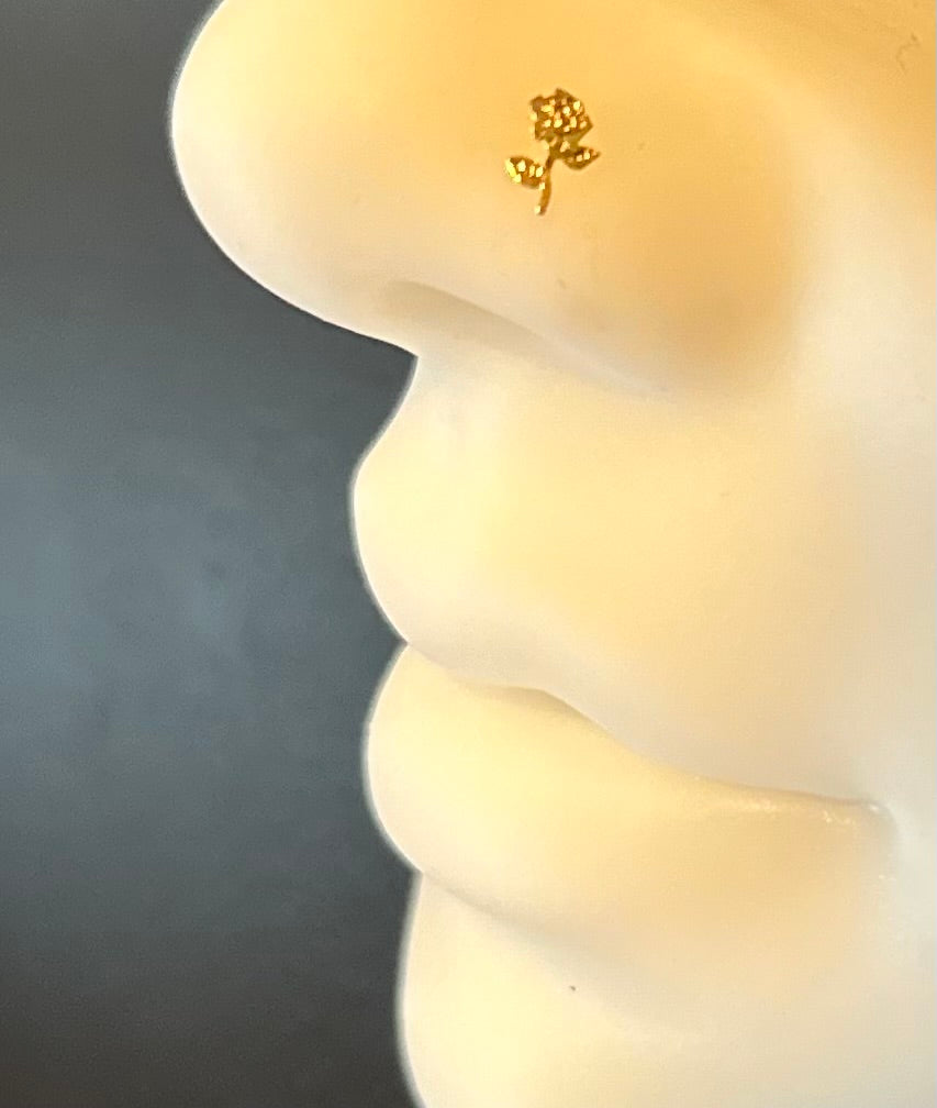 Nose Stud Bone Rose Bud Stem New