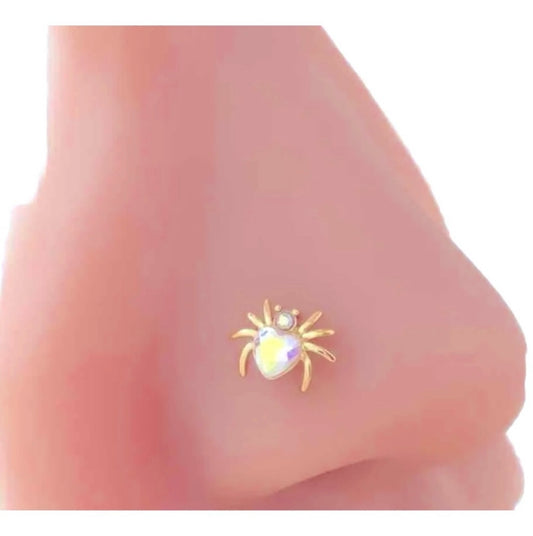 Nose Stud Heart Spider Shimmery