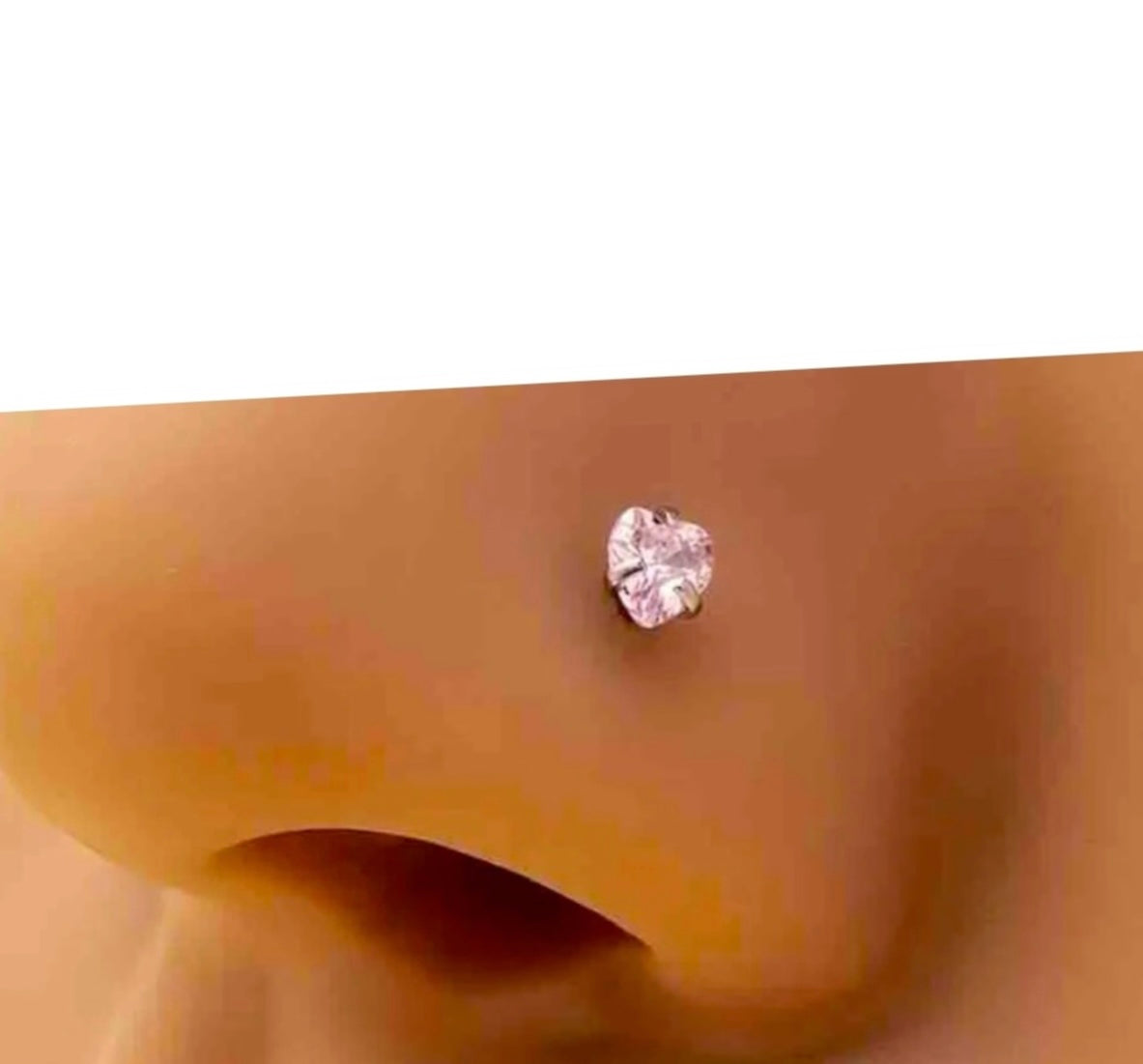 Nose Stud Pink Heart